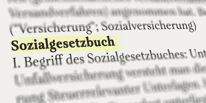 Sozialgesetzbuch Definition im Buch markiert