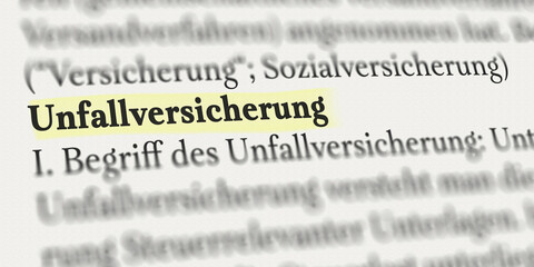 Unfallversicherung im Buch markiert