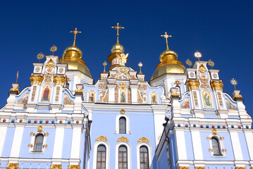 Church with blue walls and gold dooms