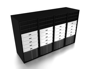 Network server isolated on white background. 3d illustration.