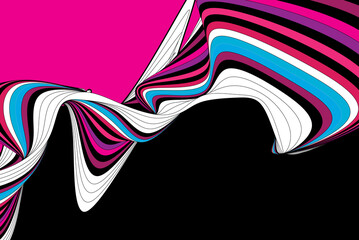 Vector illustration with graphic linear waves and strokes