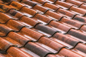 Wet look of roof tiles background