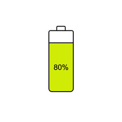 Battery icon with 80% charge. vector illustrations