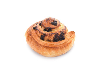 Bread Denis with Chocolate chips isolated on white background.