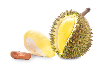 Durian seeds isolated on white background.