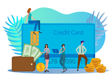 Online payments.Quick financial transfers.The concept of the online Bank.Flat vector illustration.