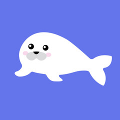 Vector illustration of an isolated seal pup with a cute face. Simple, flat style.