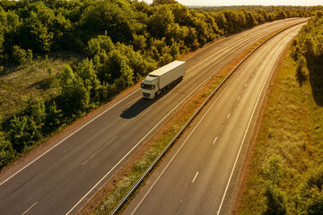Lorry on the motorway during sunset
