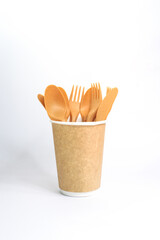 Zero waste kitchenware on the white background.