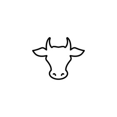 Cow head. line icon. Farm Animal. Beef, milk, lactose symbol.