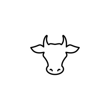 Cow head. line icon. Farm Animal. Beef, milk, lactose symbol.
