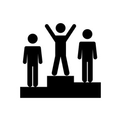 Pictogram people standing on the podium, silhouette style