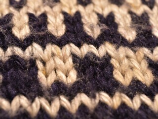 Close-up of knitted fabric, blue and white, natural colors. 
