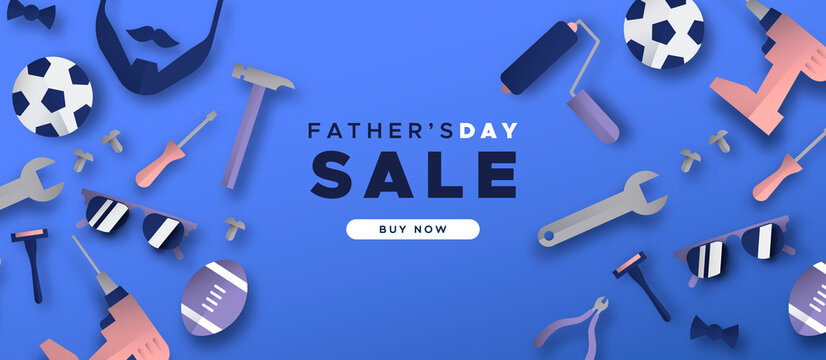 Father's Day sale template banner dad paper icons