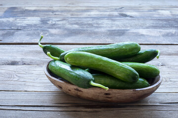 cucumbers on a wooden table