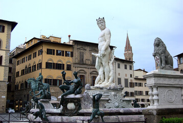 Neptune fountain located in Piazza della Signoria in Florence, Italy