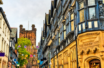 Traditional English architecture in old town of Chester - England, UK