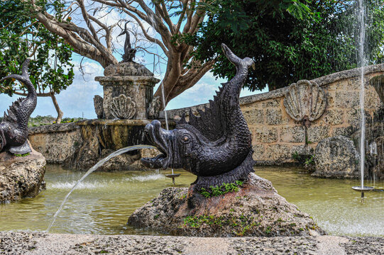 Beautiful fountain of the botanic gardens in Ocho Rios, Jamaica. High quality photo