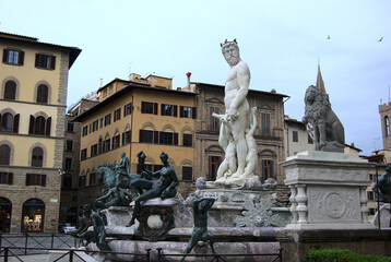 Neptune fountain located in Piazza della Signoria in Florence, Italy