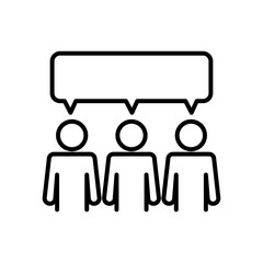 pictogram people with speech bubble, line style