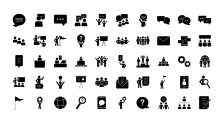 pictogram people icon set, silhouette style