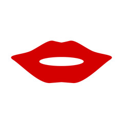 Beautiful Red Woman Lips Icon. Vector Image.