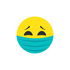 Emoji with mouth mask. Vector illustration