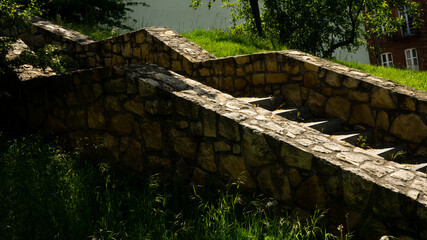  View of the castle and defensive walls in Będzin, ready space for entry. © Bernadeta