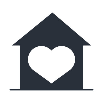 house love heart, family day, icon in silhouette style