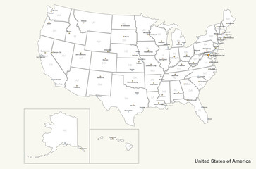 usa map. usa political map. vector map of us states named.  © Tuna salmon