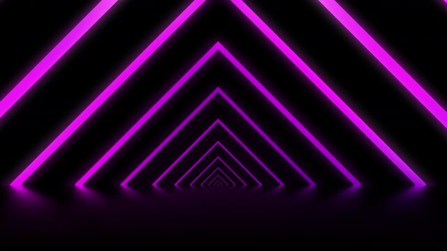 Rotaing glowing neon triangles  4K seamless loop, 3D animation