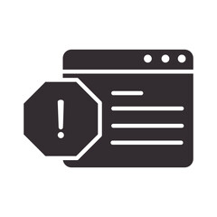 alert icon, website attention problem, danger exclamation mark precaution silhouette style design