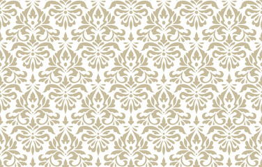 Vintage abstract pattern in damask style. Seamless vector background. White and gold texture. Elegance texture - obrazy, fototapety, plakaty