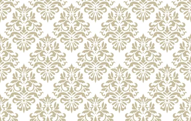 Foto auf Glas Vector vintage seamless floral damask pattern for wedding invitation or vintage abstract background. Elegance white and gold texture © kokoshka