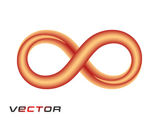 Infinity sign abstract yellow and orange vector illustration on an isolated white background.