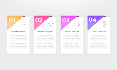 Colourful infographic steps with text boxes. Business concept with 4 steps.
