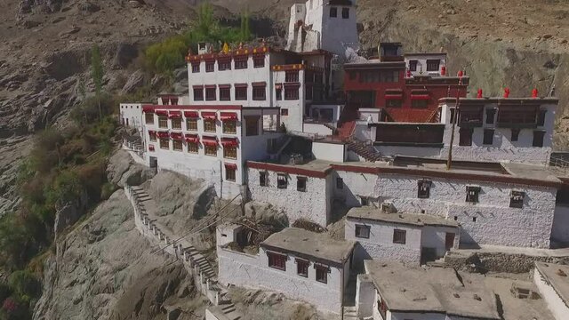 LADAKH,INDIA-11/06/2018: Diskit gompa is the oldest and largest Buddhist monastery in the Nubra valley, Ladakh, Northern India
