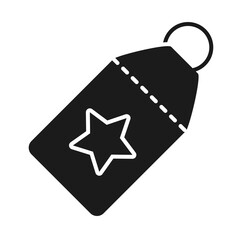 price tag with star icon, silhouette style