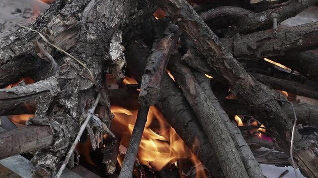 Le&ntilde;a o madera quemandose  para una barbacoa