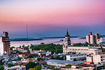 Obraz premium view of the old town in the evening
