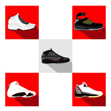 Flat Vector Of Retro Basketball Shoes Part 6