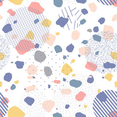 Seamless pattern with circles. Beautiful seamless pattern with hand-drawn elements. Vector print.