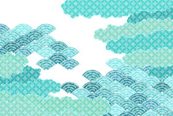 Fototapeta premium 波 雲海 文様 背景
