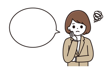 スーツ 女性 吹き出し イラスト