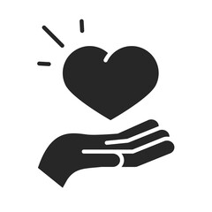 donation charity volunteer help social heart in hand silhouette style icon