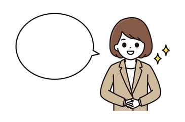 スーツ 女性 吹き出し イラスト