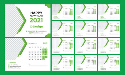 Calendar 2021 template. Desk calendar, wall calendar, national day calendar, school calendar