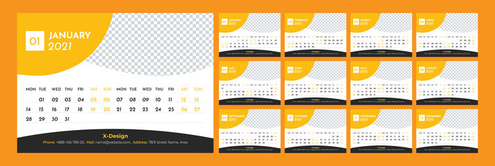 Calendar 2021 template design for corporate office