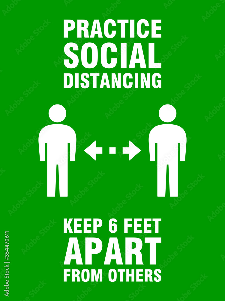 Poster practice social distancing keep 6 feet apart from others vertical instruction icon with an aspect ra