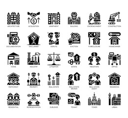 Set of real estate thin line and pixel perfect icons for any web and app project.